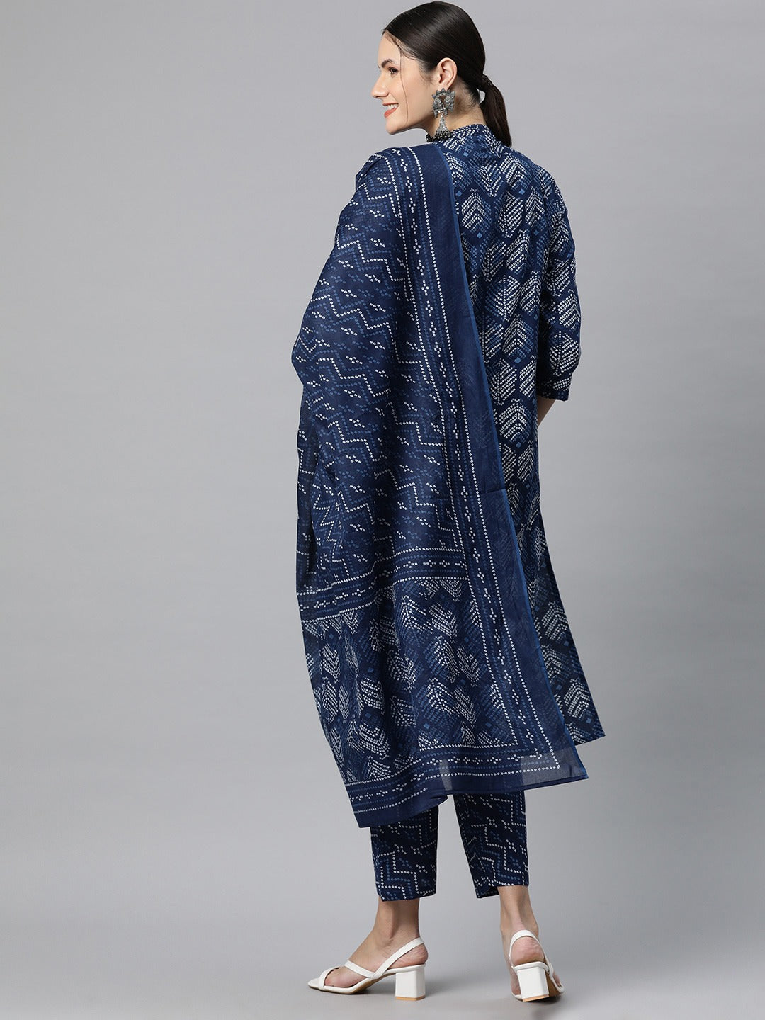 Cotton Bandhani Straight Kurta Pant And Dupatta