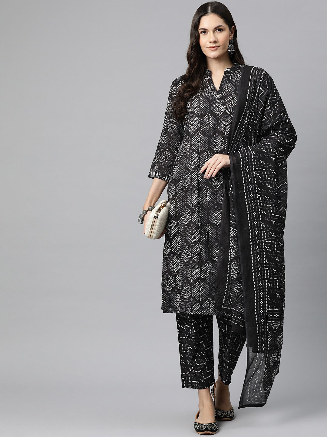 Cotton Bandhani Straight Kurta Pant And Dupatta