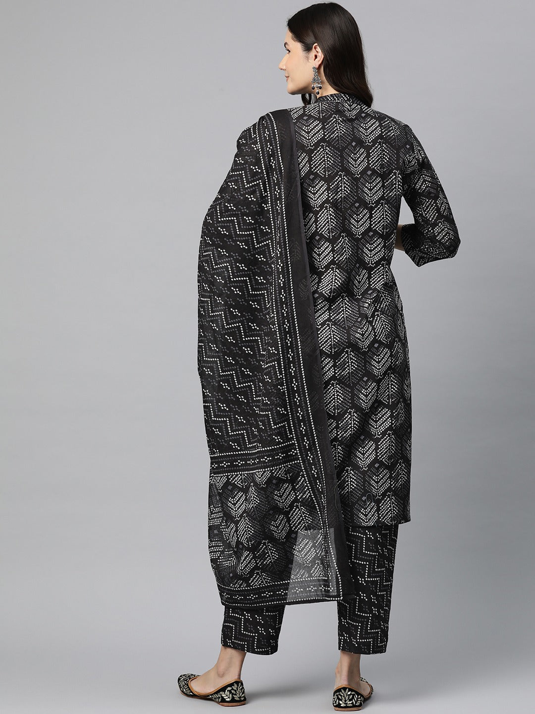 Cotton Bandhani Straight Kurta Pant And Dupatta