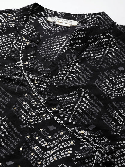 Cotton Bandhani Straight Kurta Pant And Dupatta