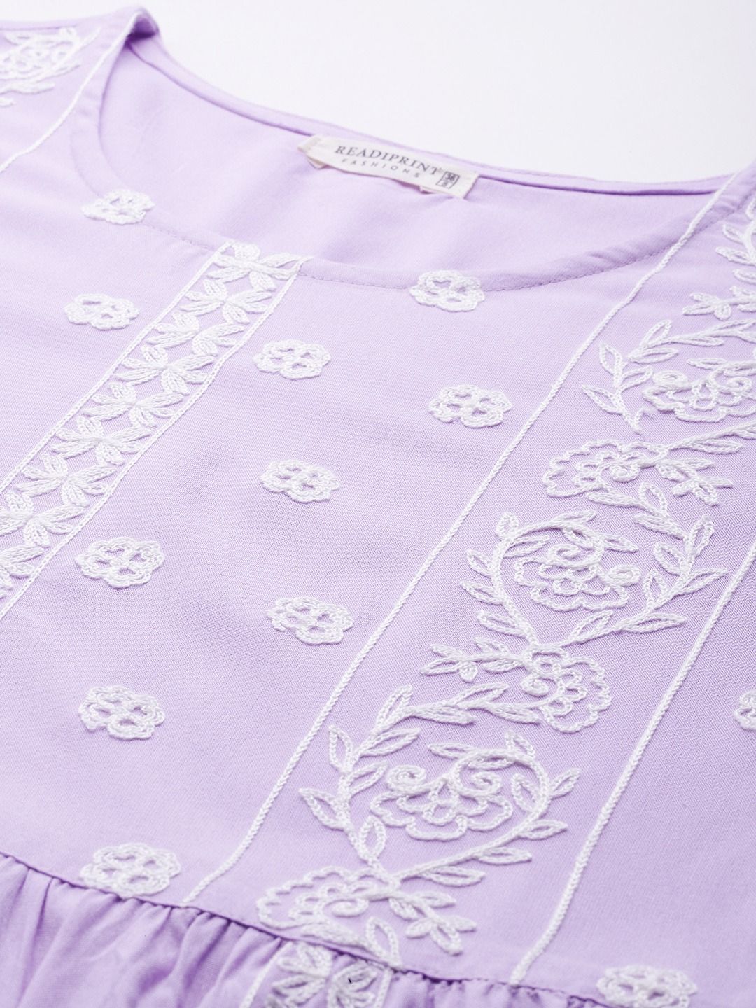 Frock Style Rayon Fabric Lavender Color Kurti