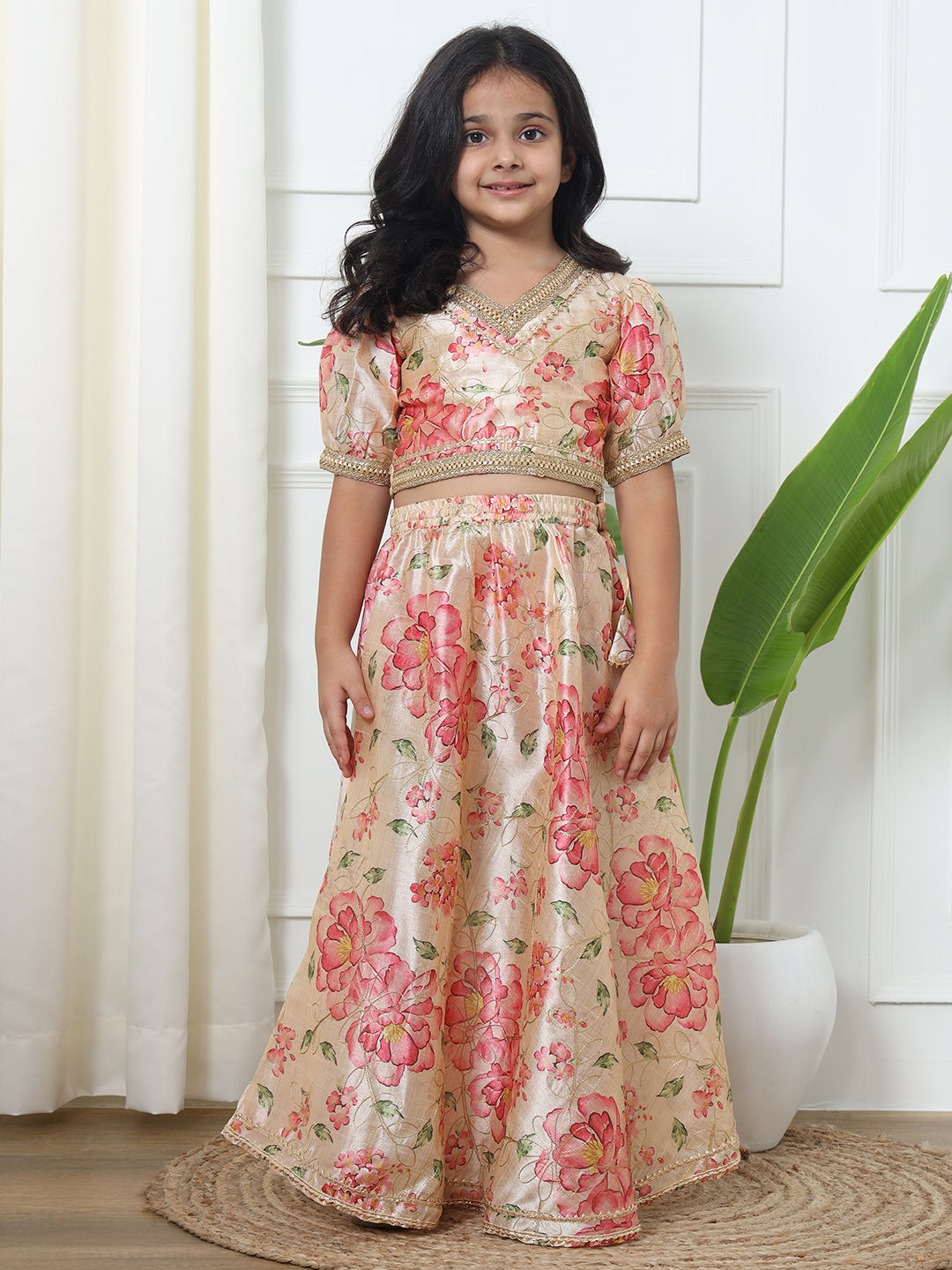 Straight Style Art Silk Fabric Beige Color Lehenga Choli