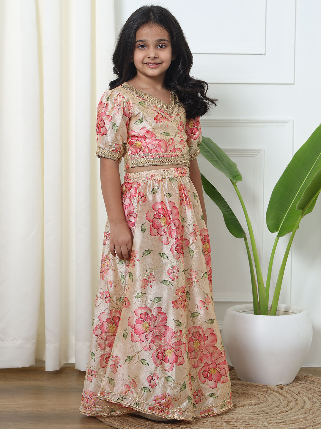 Straight Style Art Silk Fabric Beige Color Lehenga Choli
