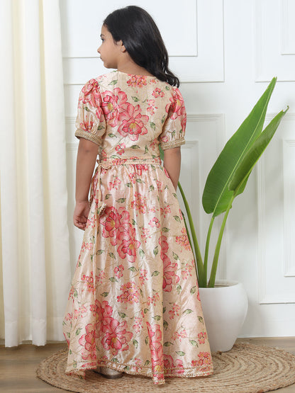 Straight Style Art Silk Fabric Beige Color Lehenga Choli