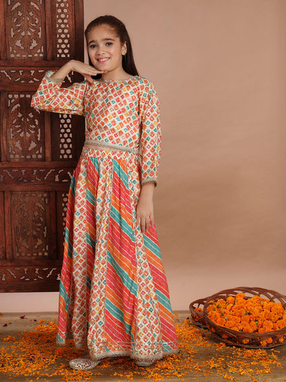 Straight Style Cotton Fabric Orange Color Lehenga Choli