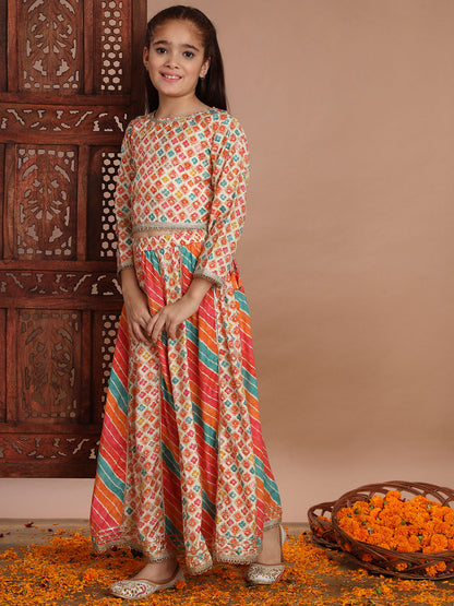 Straight Style Cotton Fabric Orange Color Lehenga Choli