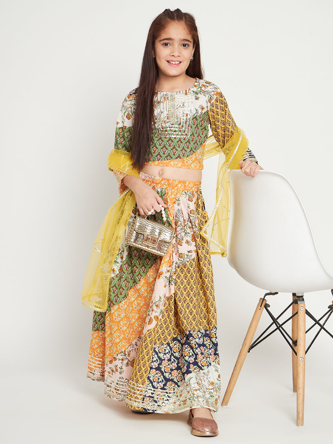 Straight Style Cotton Fabric Multi Color Lehenga Choli With Dupatta