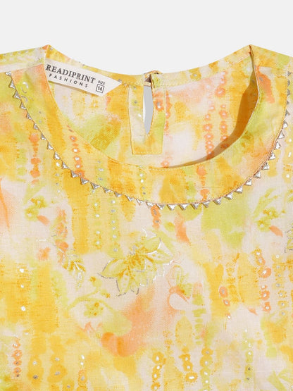 Straight Style Cotton Fabric Cream Color Printed Lehenga Choli