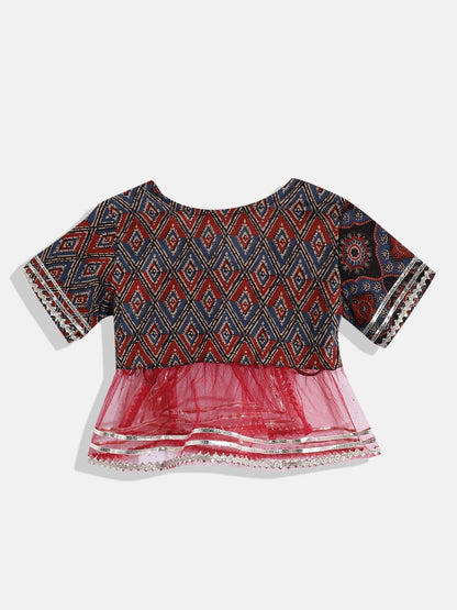 Angrakha Style Cotton Fabric Maroon Color Lehenga Choli