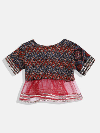 Angrakha Style Cotton Fabric Maroon Color Lehenga Choli
