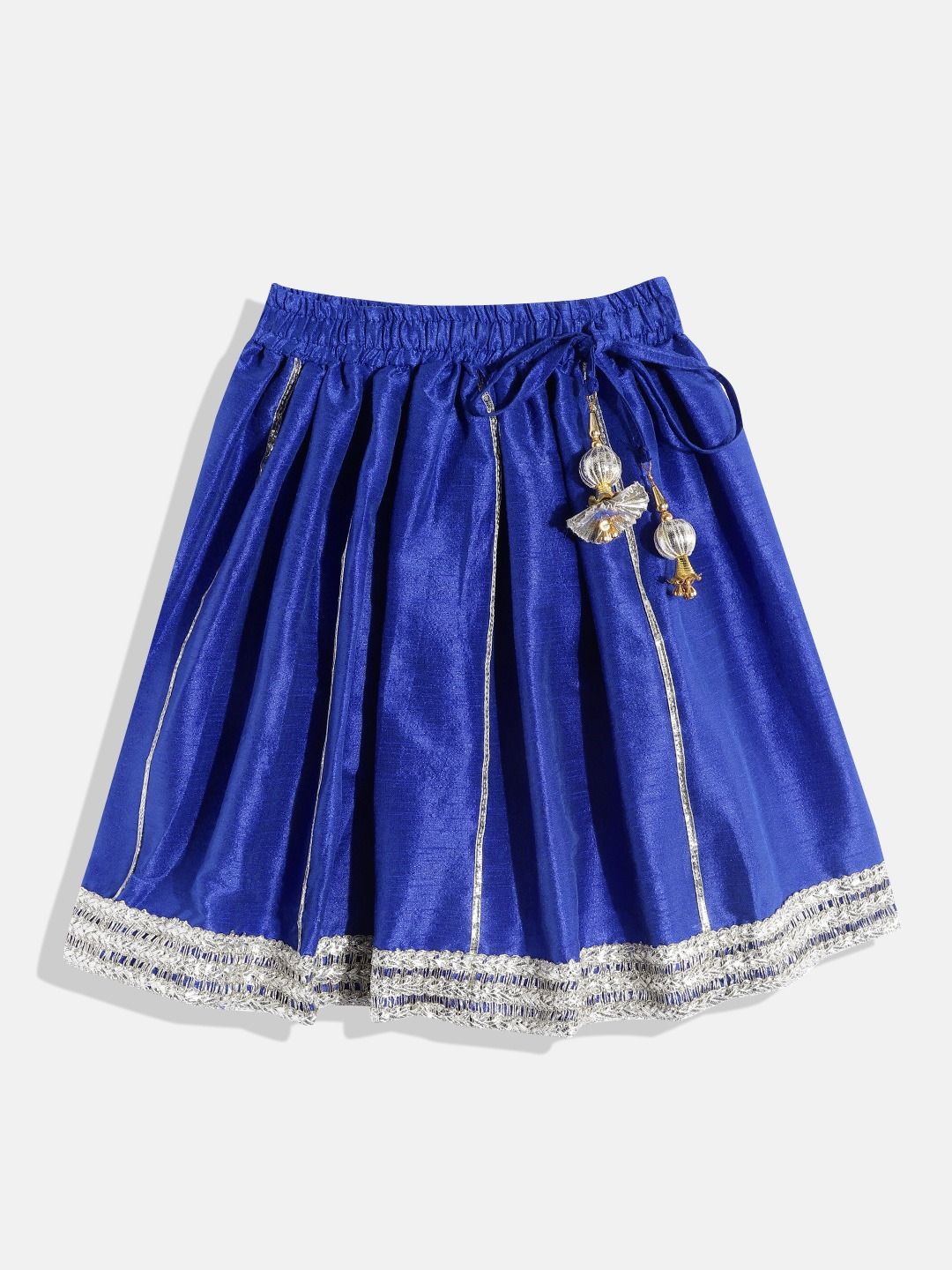 One Shoulder Art Silk Fabric Blue Color Choli With Lehenga