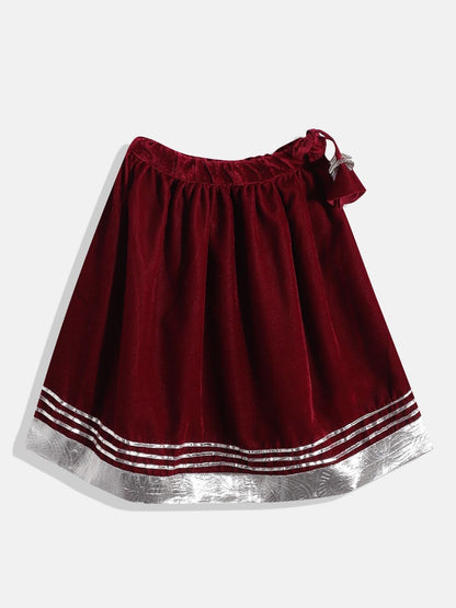 Straight Style Velvet Fabric  Maroon Color Choli And Lehenga With Dupatta