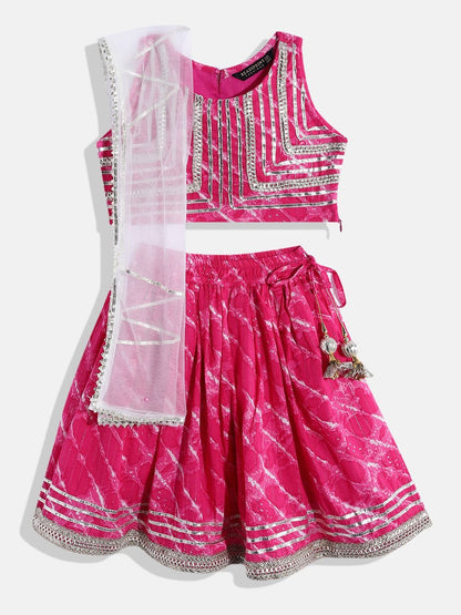 Straight Style Cotton Fabric  Magenta Color Printed Choli And Lehenga With Dupatta