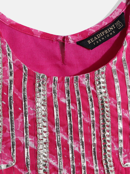 Straight Style Cotton Fabric  Magenta Color Printed Choli And Lehenga With Dupatta