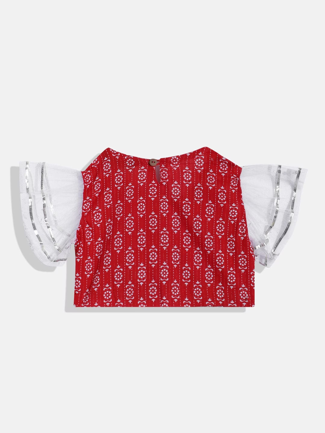 Straight Style Cotton Fabric Red Color Printed  Lehenga Choli