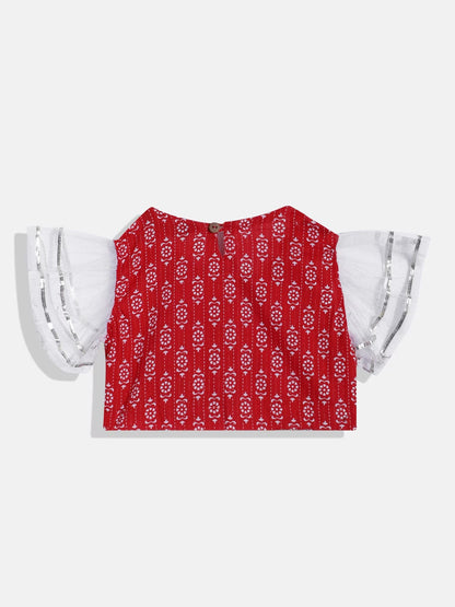 Straight Style Cotton Fabric Red Color Printed  Lehenga Choli