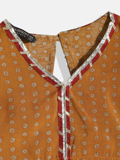 Straight Style Silk Fabric Mustard Color Printed Choli And Lehenga