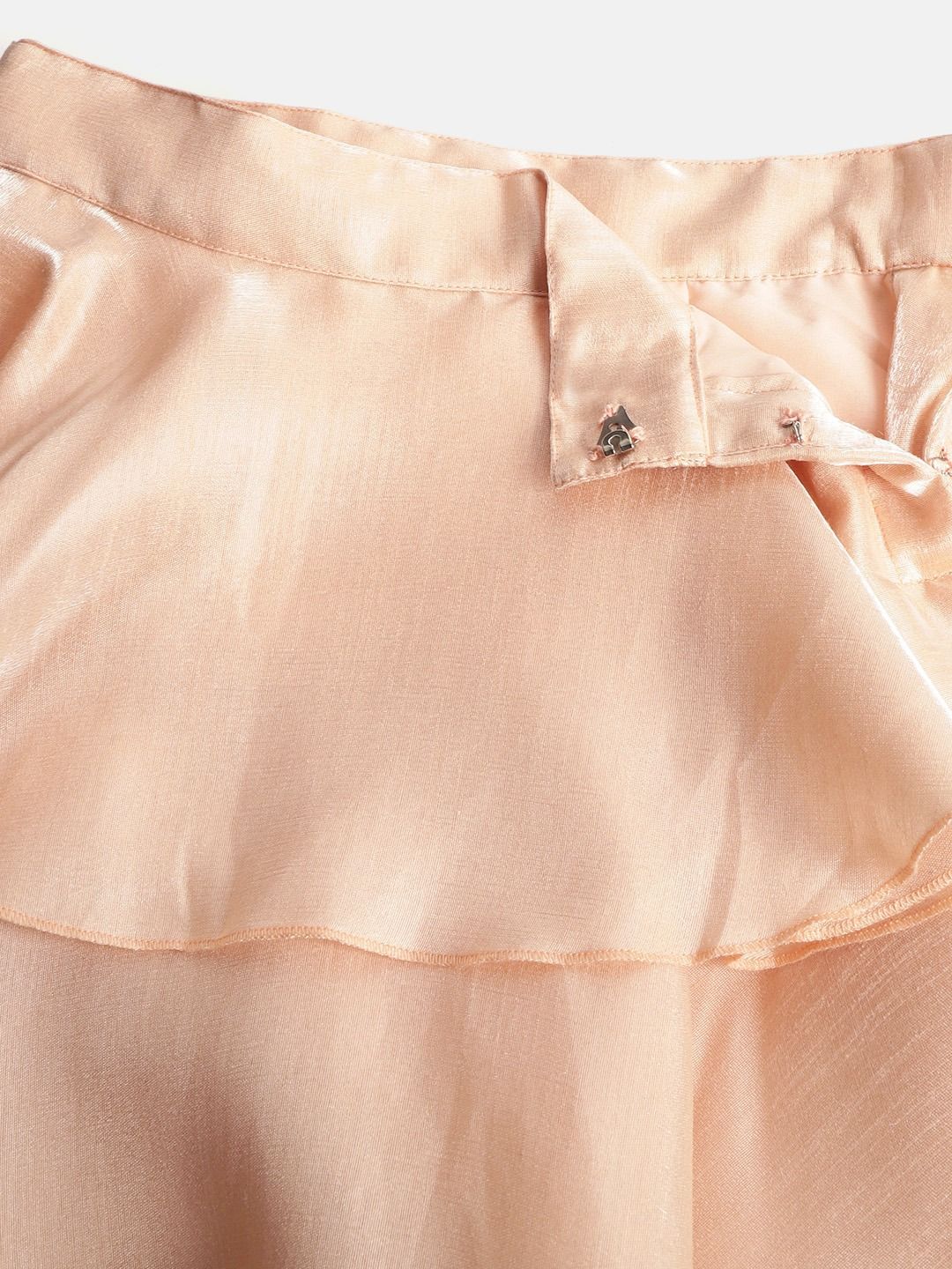 Satin Silk Peach Stitched Lehenga & Blouse