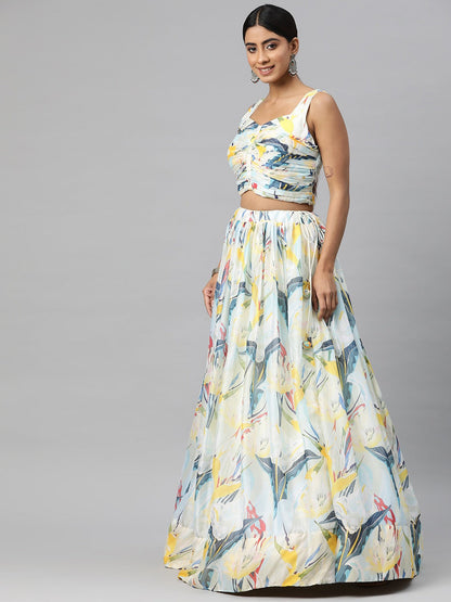 Georgette Fabric Multi Color Lehenga, Choli With Jacket