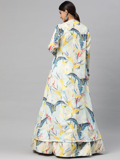 Georgette Fabric Multi Color Lehenga, Choli With Jacket