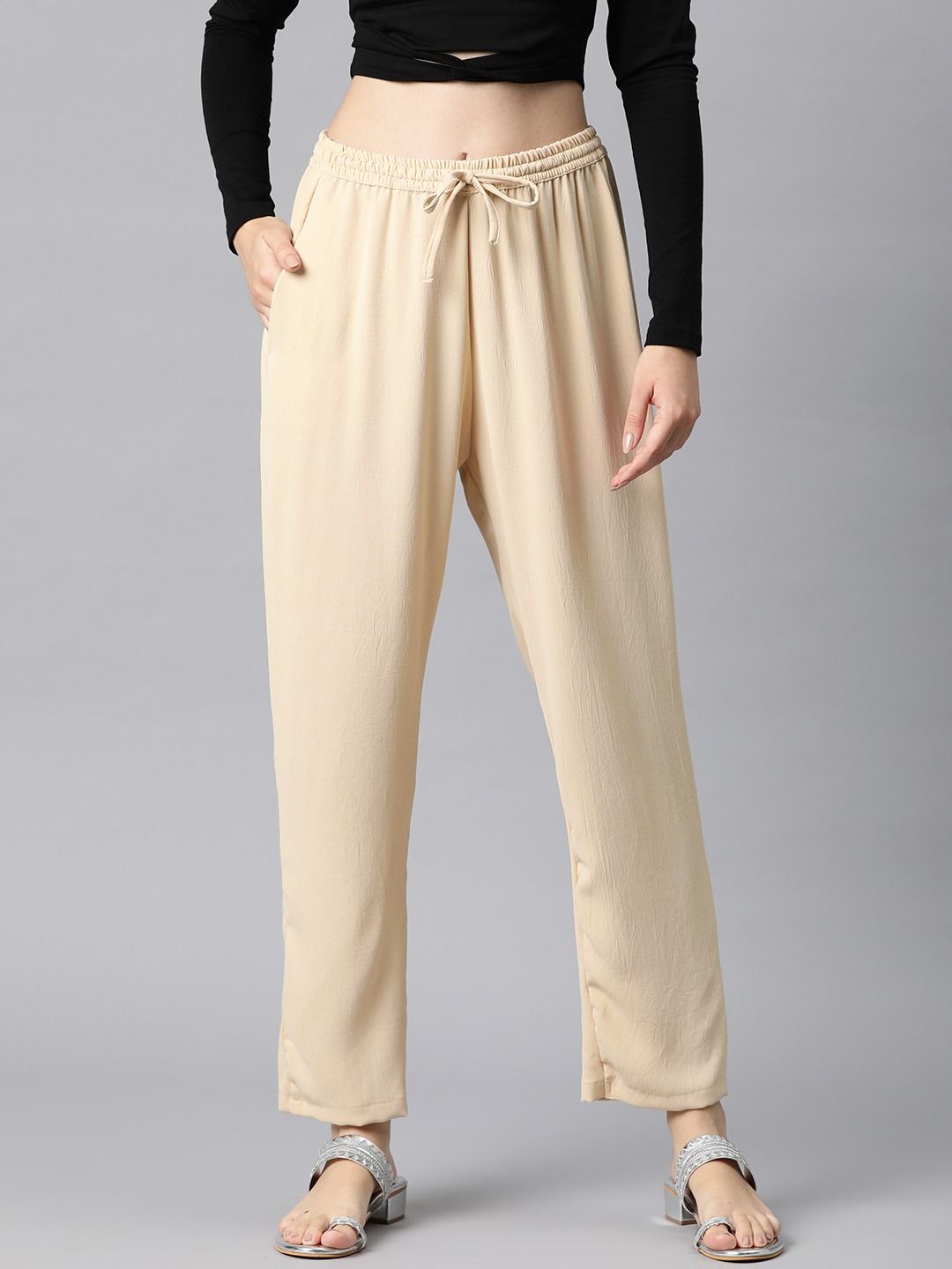 Lycra Fabric Beige Color Palazzo