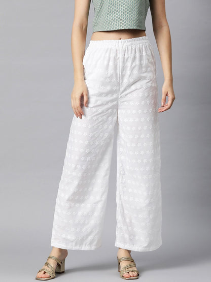 Cotton Fabric White Color Palazzo