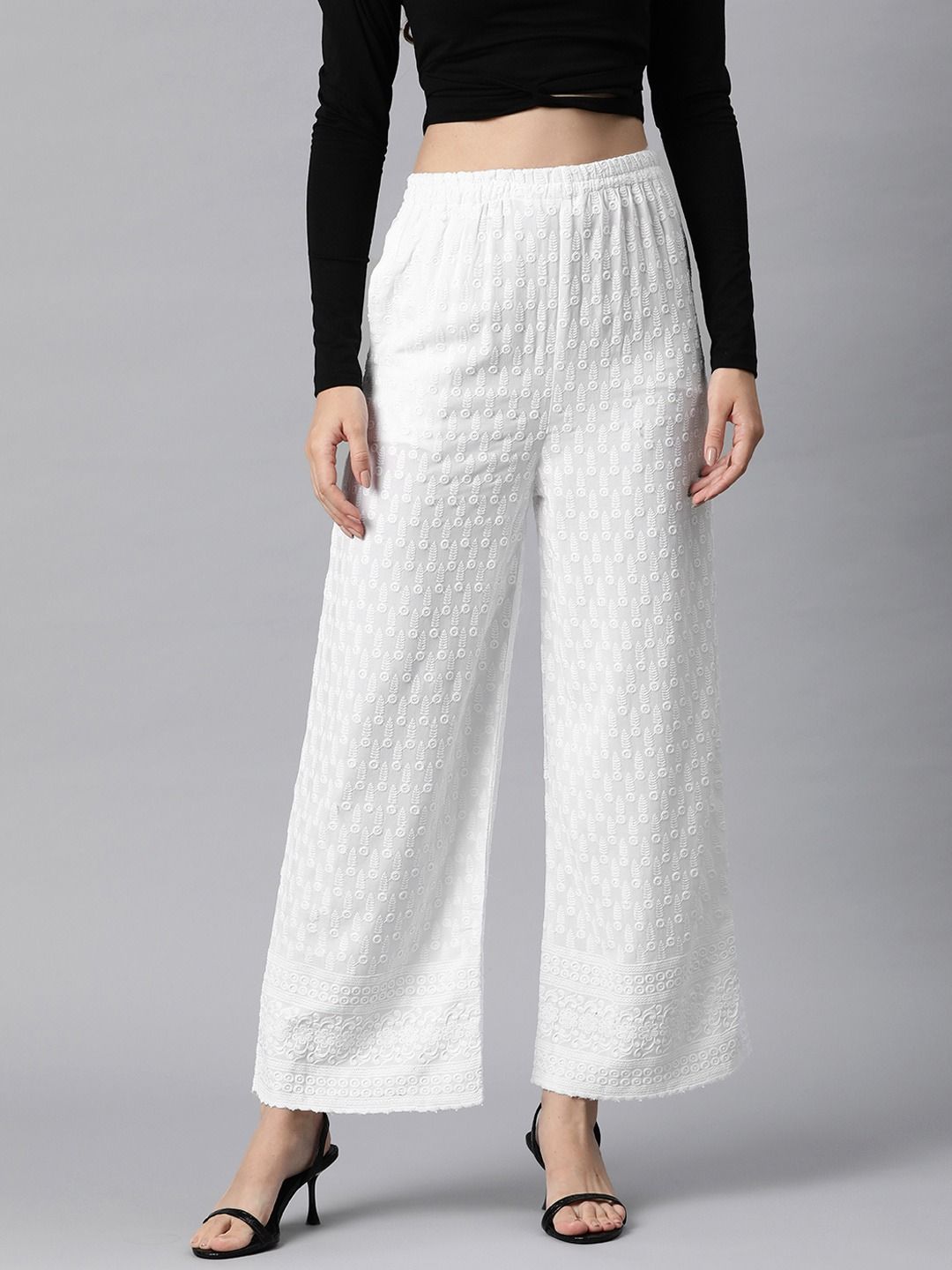 Rayon Fabric White Color Palazzo