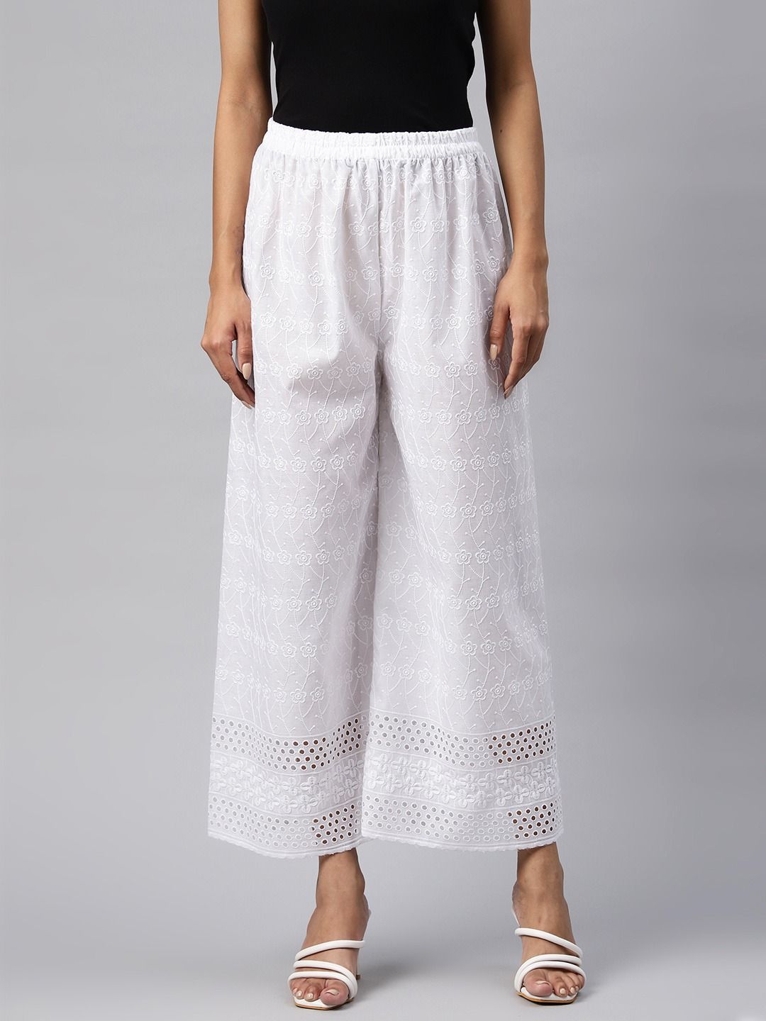 Cotton Fabric White Color Palazzo