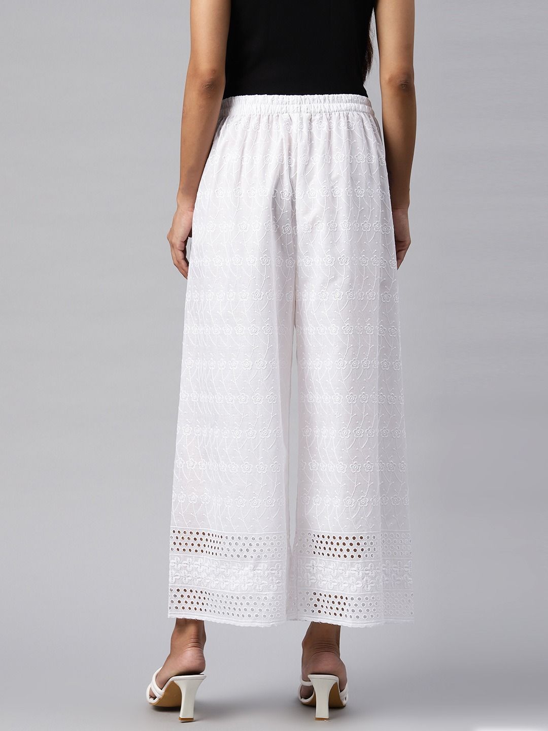 Cotton Fabric White Color Palazzo