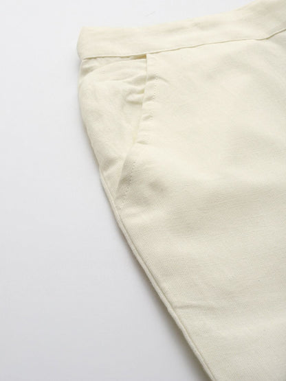 Straight Style Cotton Fabric Off White Color Palazzo