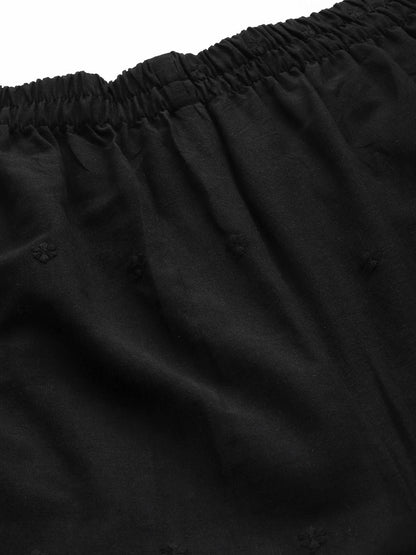 Straight Style Cotton Fabric Black Color Palazzo