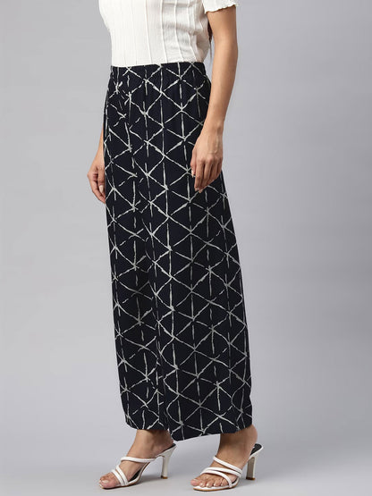 Cotton Fabric Navy Blue Color Palazzo