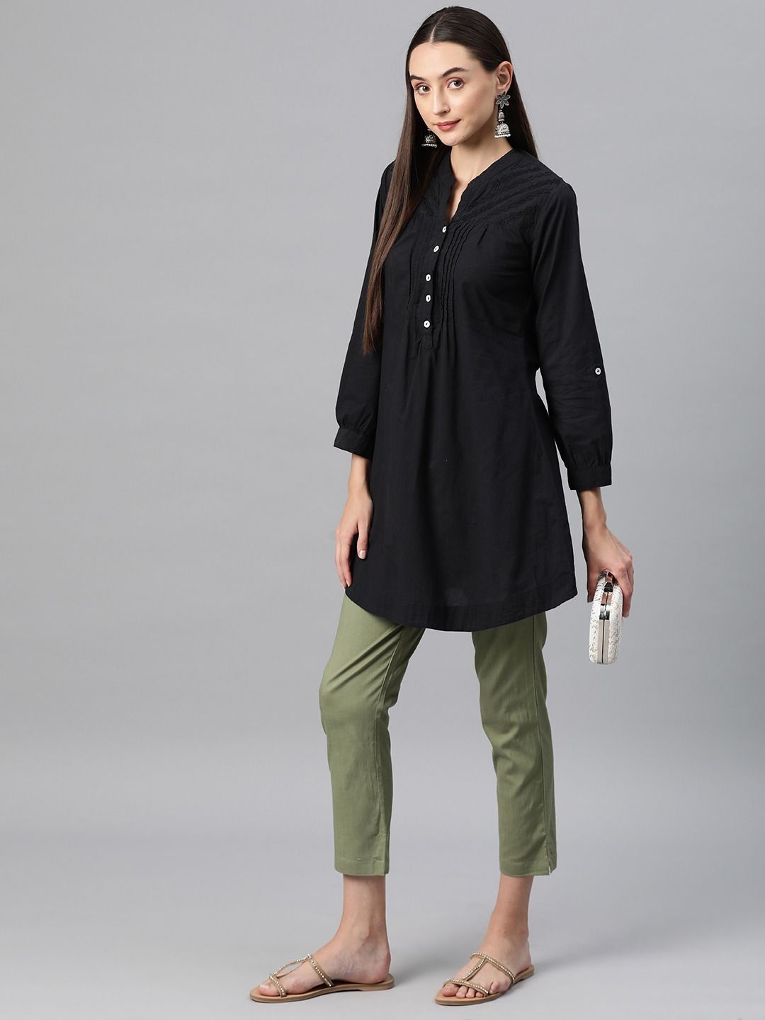 Cotton Lycra Fabric Green Color Trouser