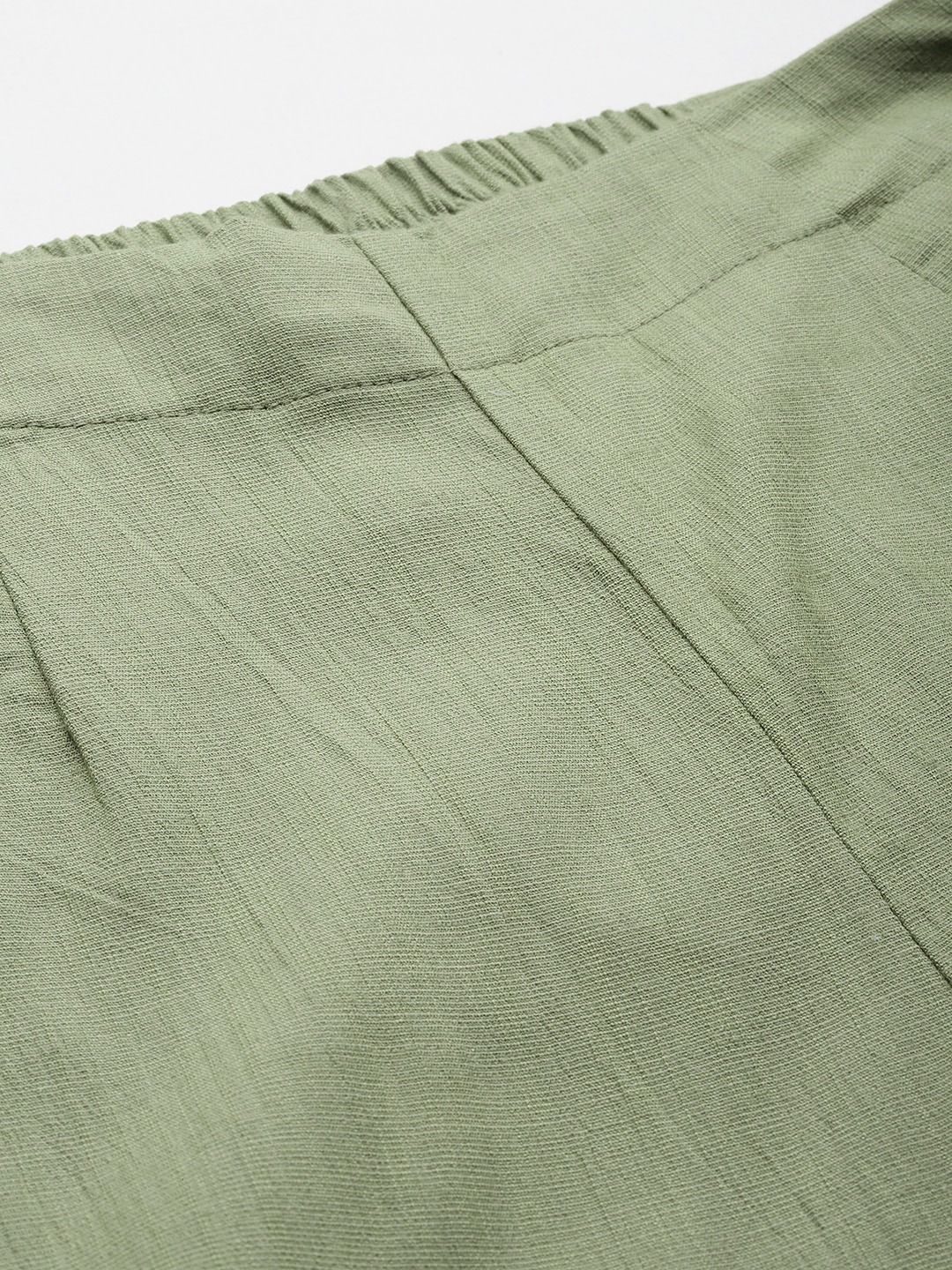Cotton Lycra Fabric Green Color Trouser