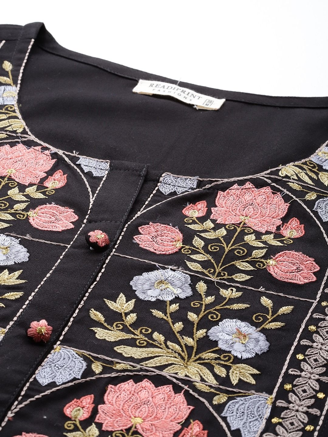 Naira Style Rayon Fabric Black Color Kurti