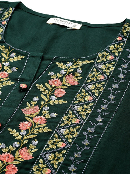 Naira Style Rayon Fabric Green Color Kurti