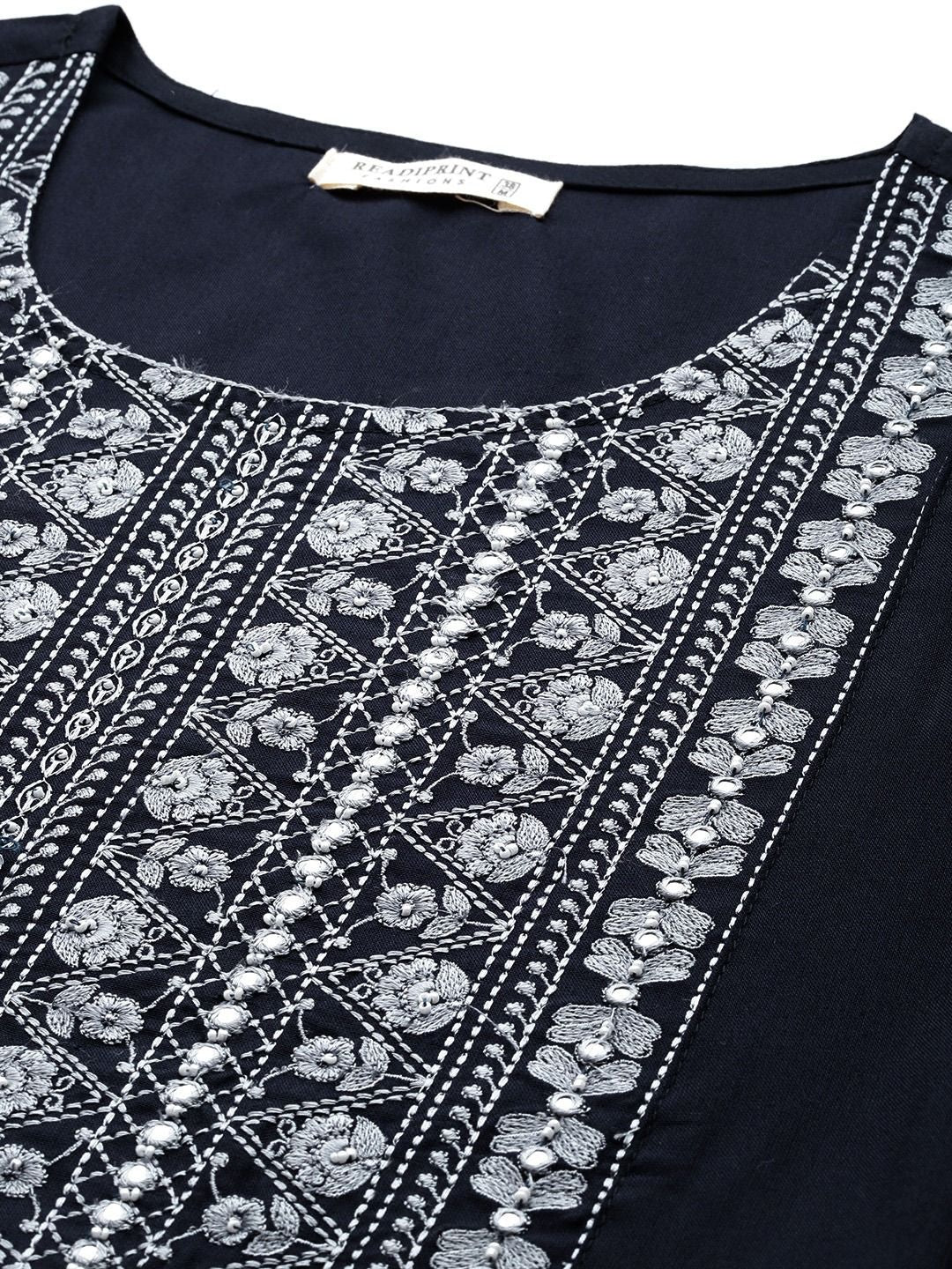 Naira Style Rayon Fabric Navy Blue Color Kurti