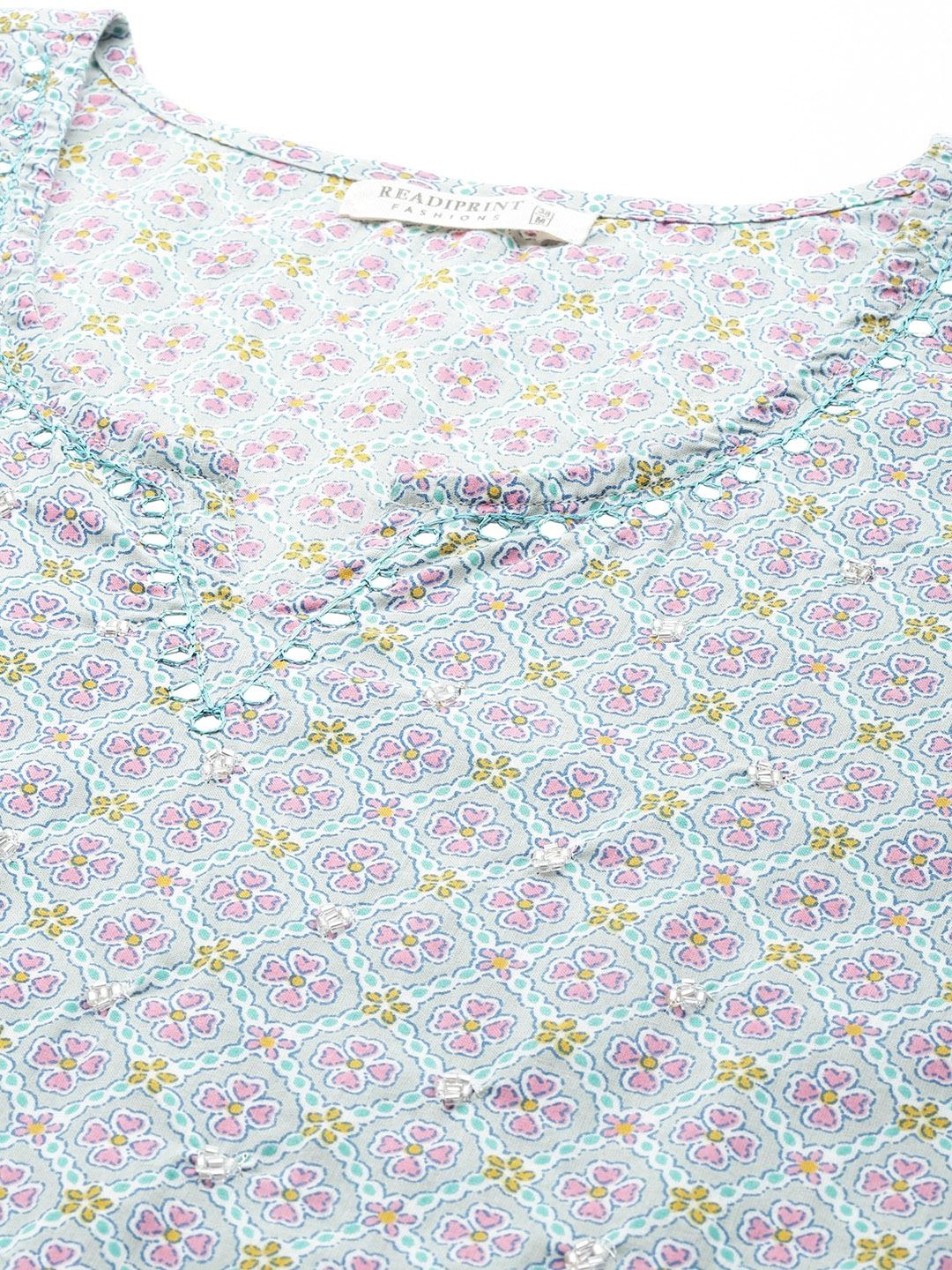 Straight Style Cotton Fabric Grey Color Kurti