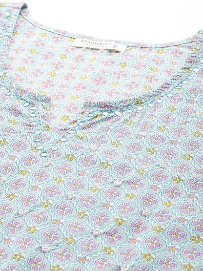 Straight Style Cotton Fabric Grey Color Kurti