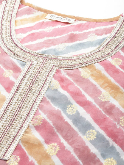 Straight Style Cotton Fabric Pink Color Kurti