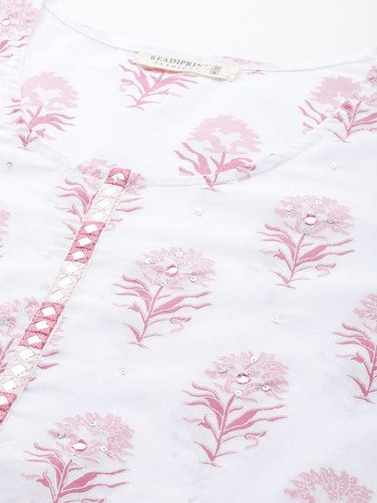 Straight Style Cotton Fabric Mauve Color Kurti
