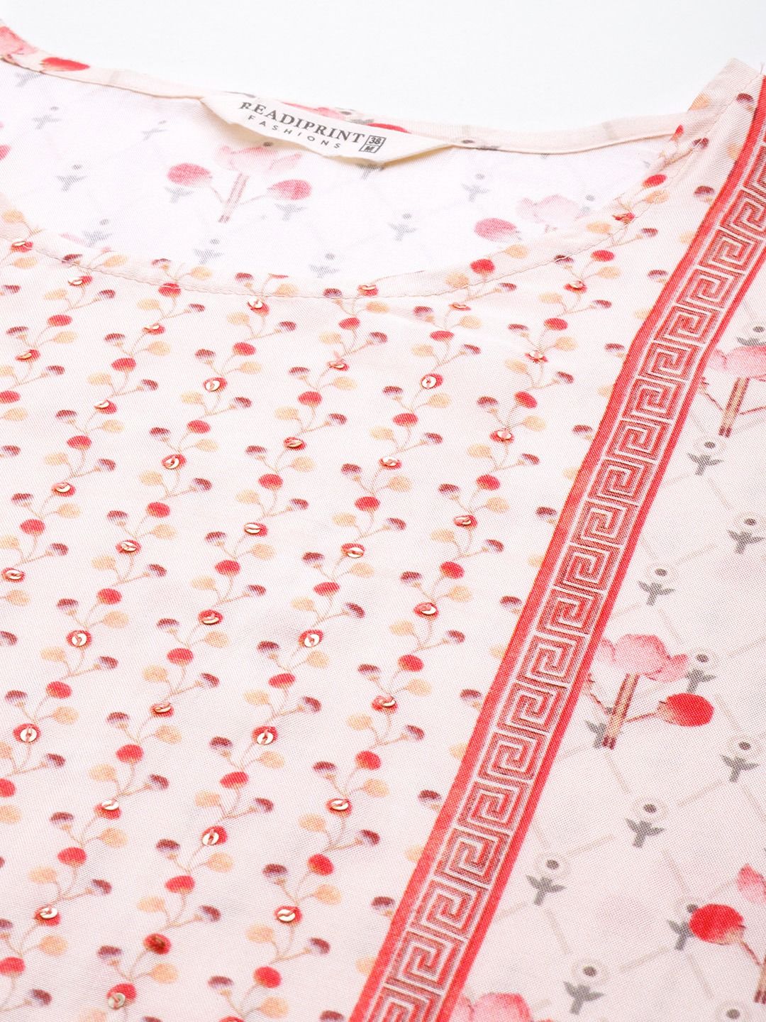 Straight Style Rayon Fabric Peach Color Kurti