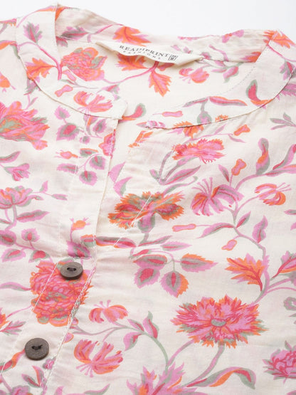 A-Line Style Cotton Fabric Pink Color Kurti