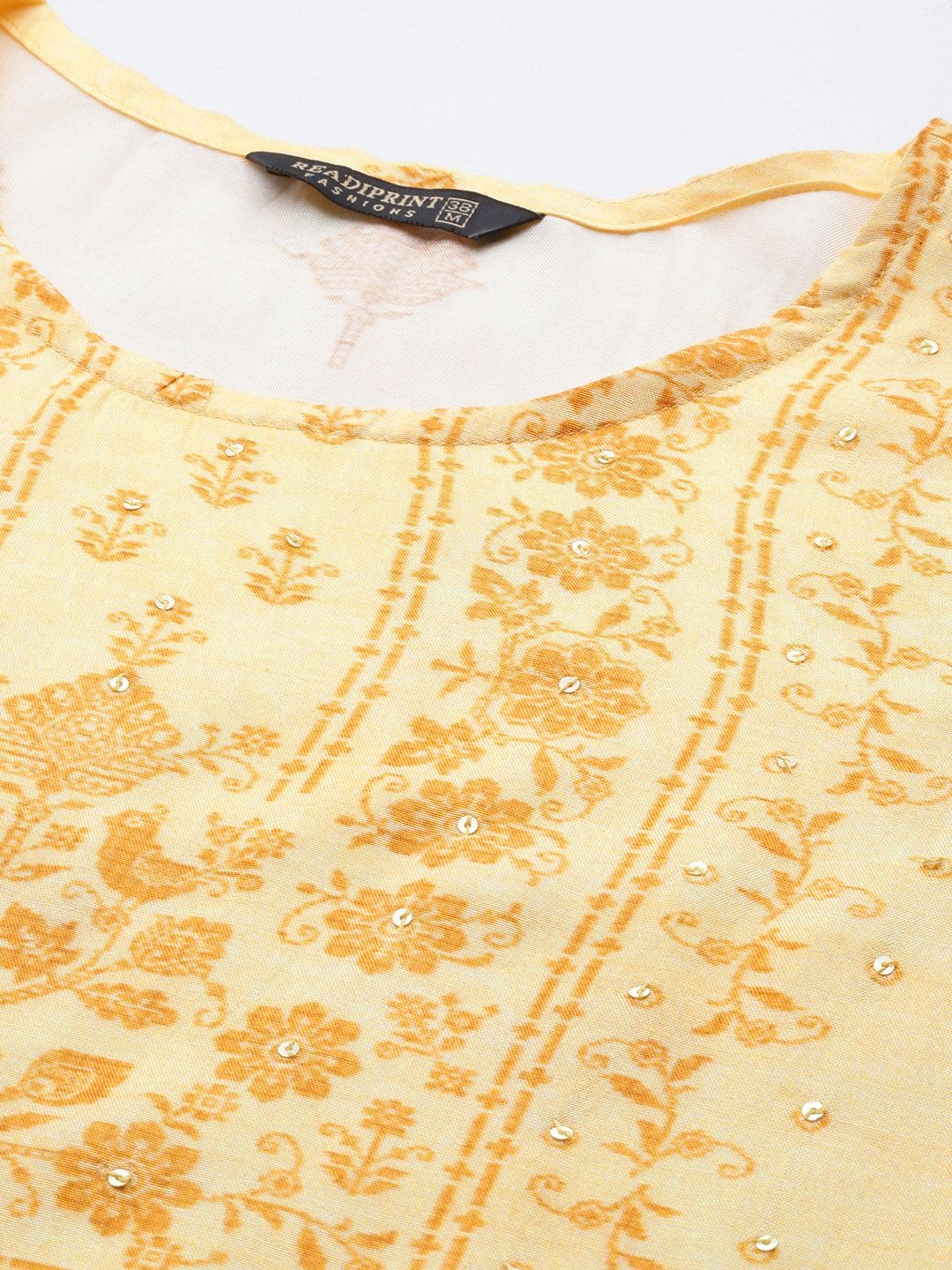 Straight Style Rayon Fabric Yellow Color Kurti