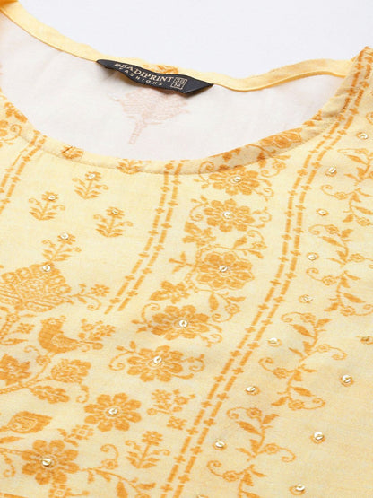 Straight Style Rayon Fabric Yellow Color Kurti