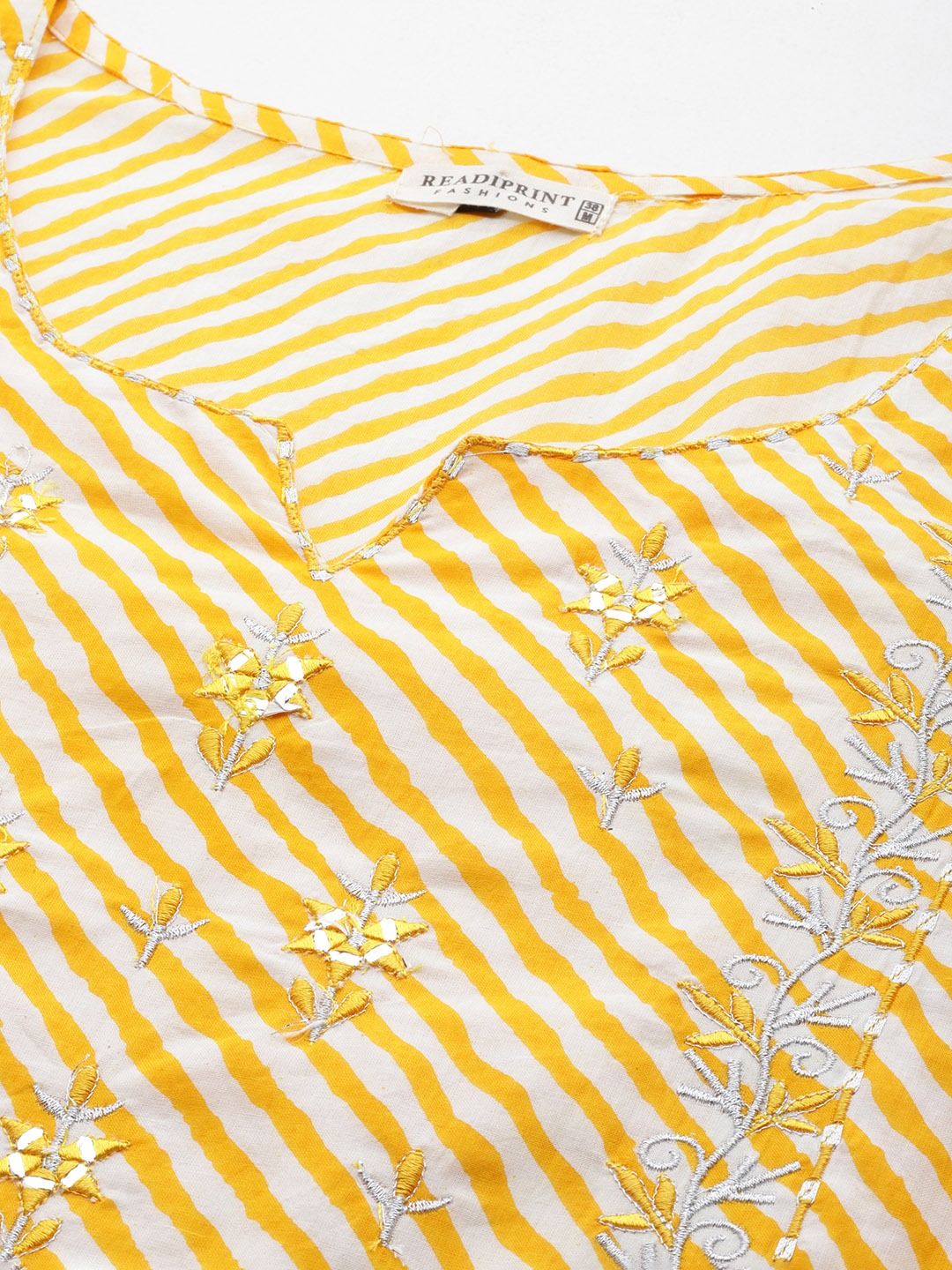 Straight Style Cotton Fabric Yellow Color Kurti