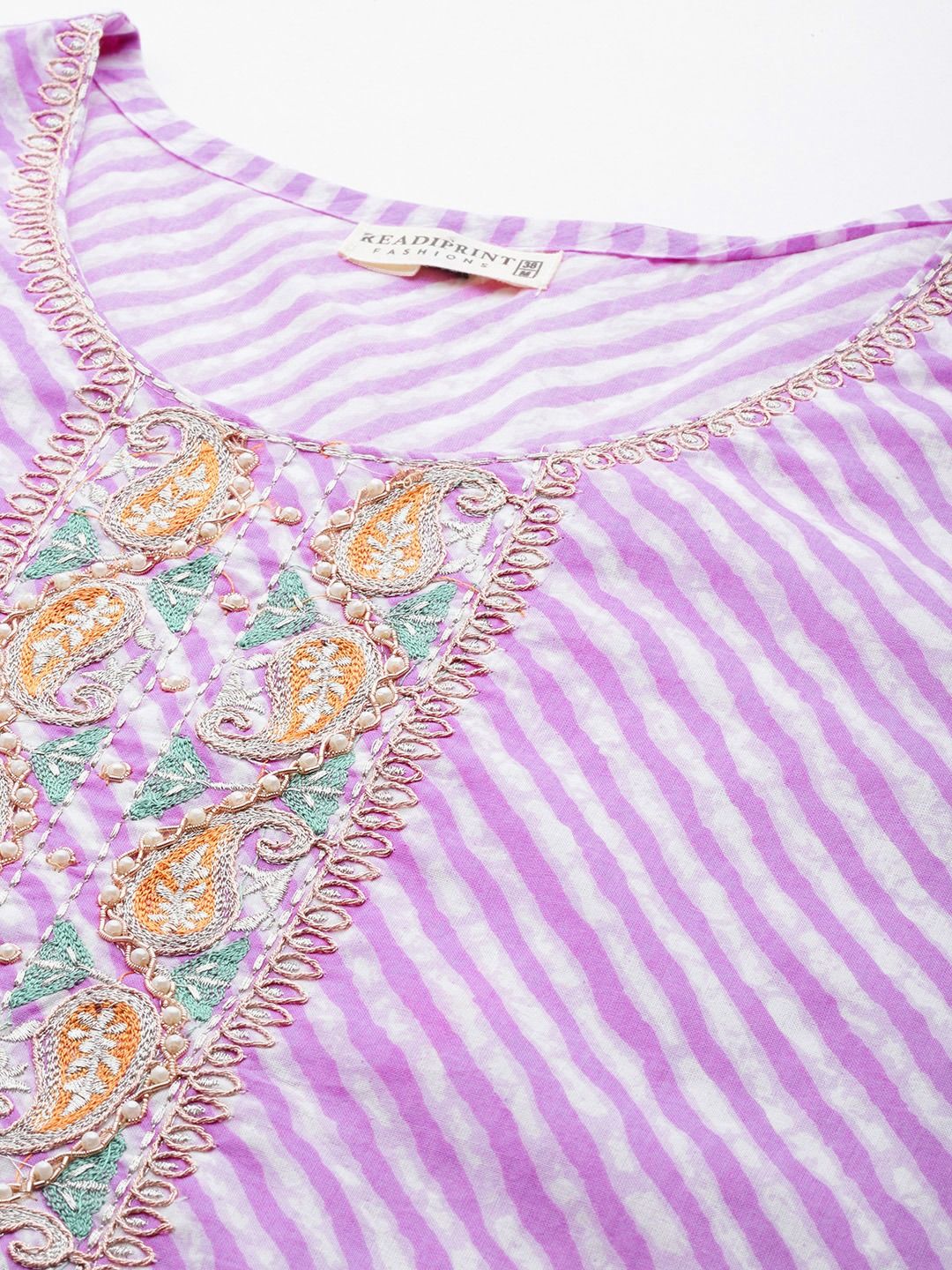 Straight Style Cotton Fabric Purple Color Kurti