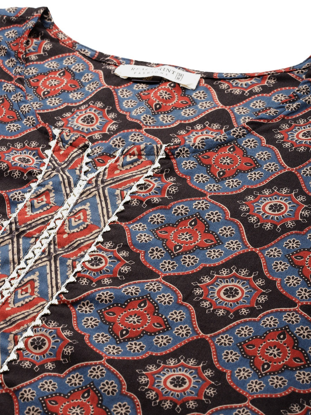 Straight Style Cotton Fabric Black Color Kurta With Bottom