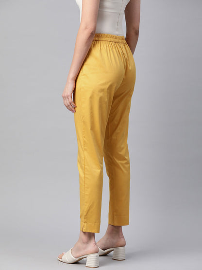 Cotton Lycra Fabric Mustard Color Trouser