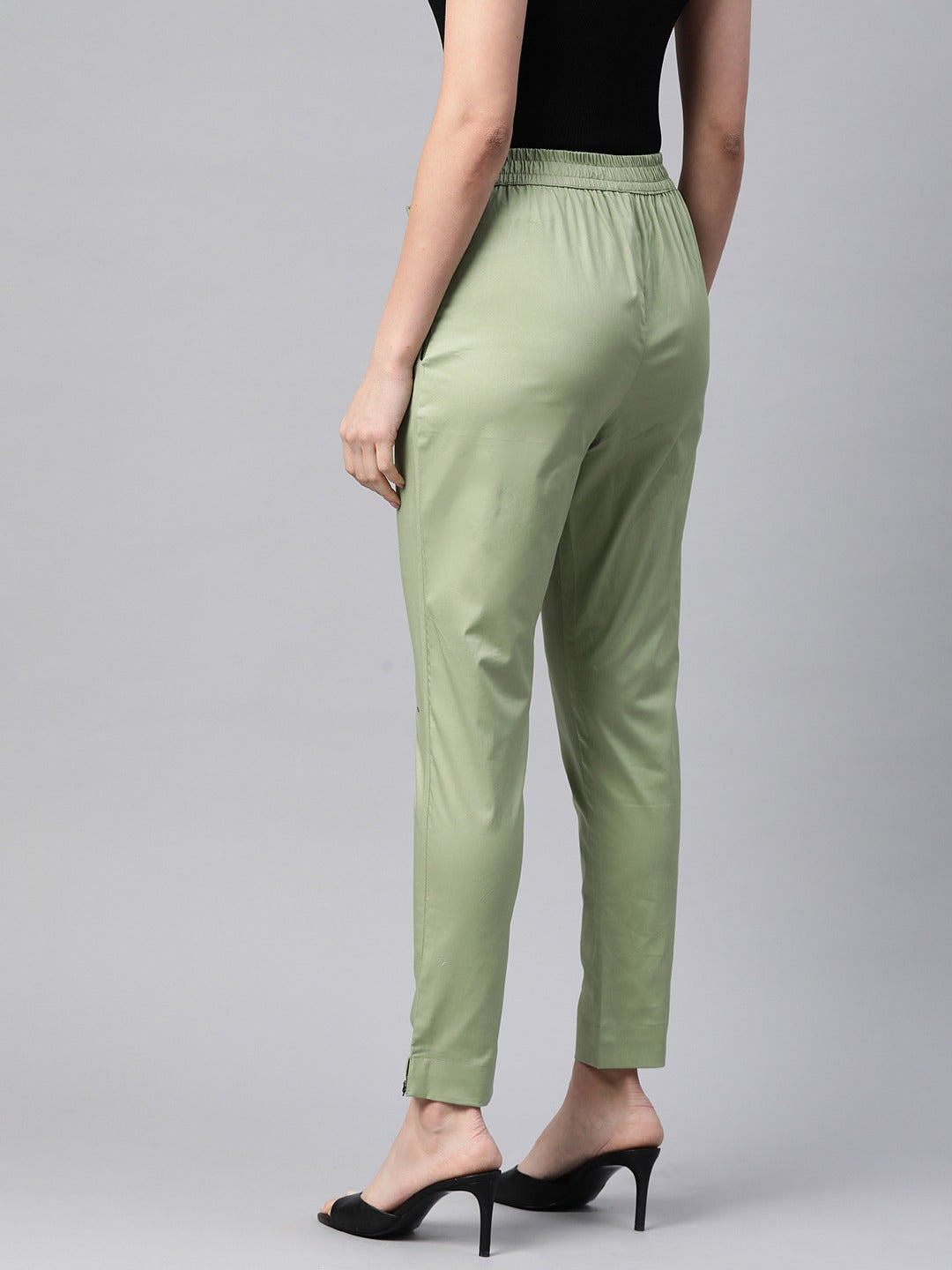 Cotton Lycra Fabric Green Color Trouser